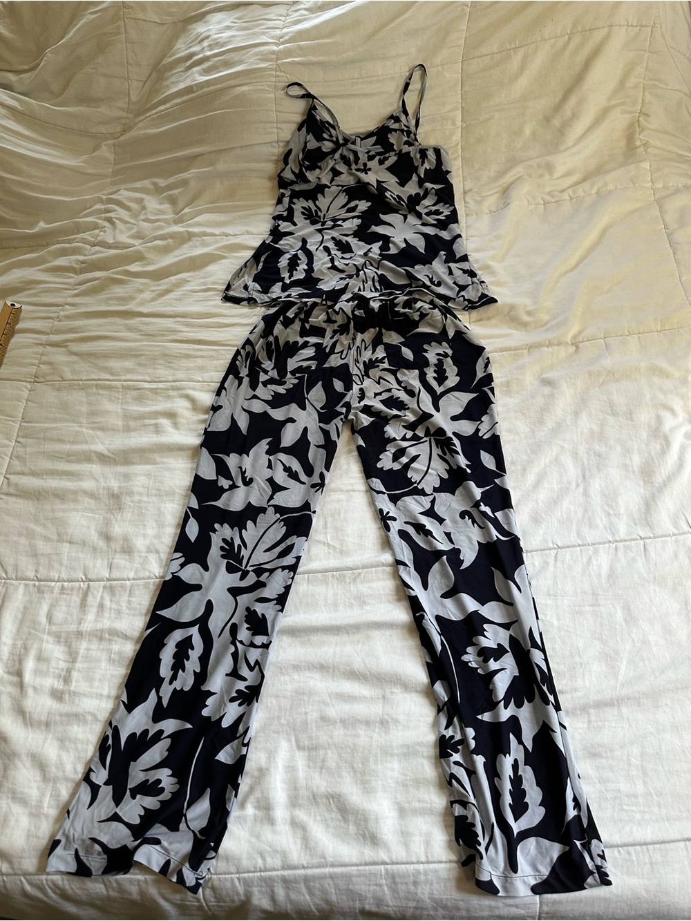 2-Piece Y2K Whimsygoth Tropical Floral Lounge Set Cami & Wide Leg Pants